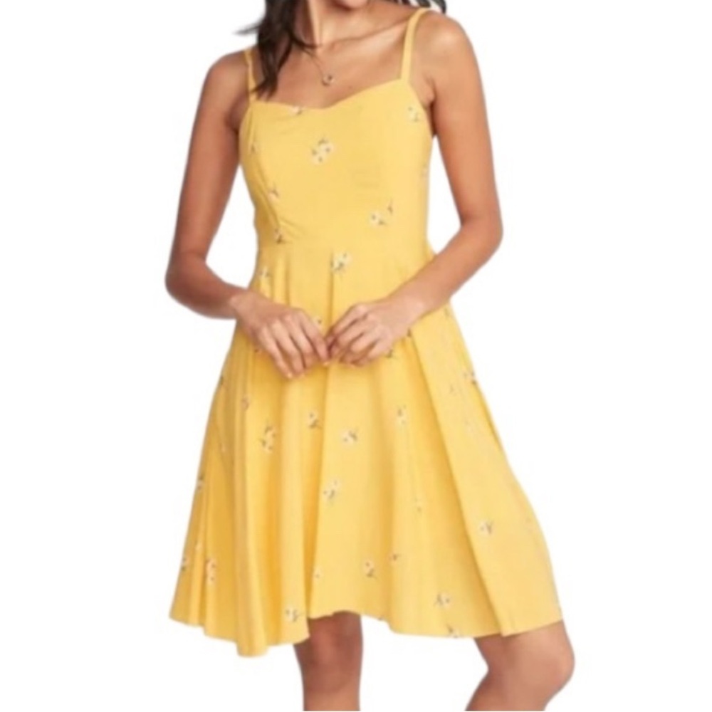Old Navy Cami Spring Dress Yellow Floral Fully Lined Circular Size